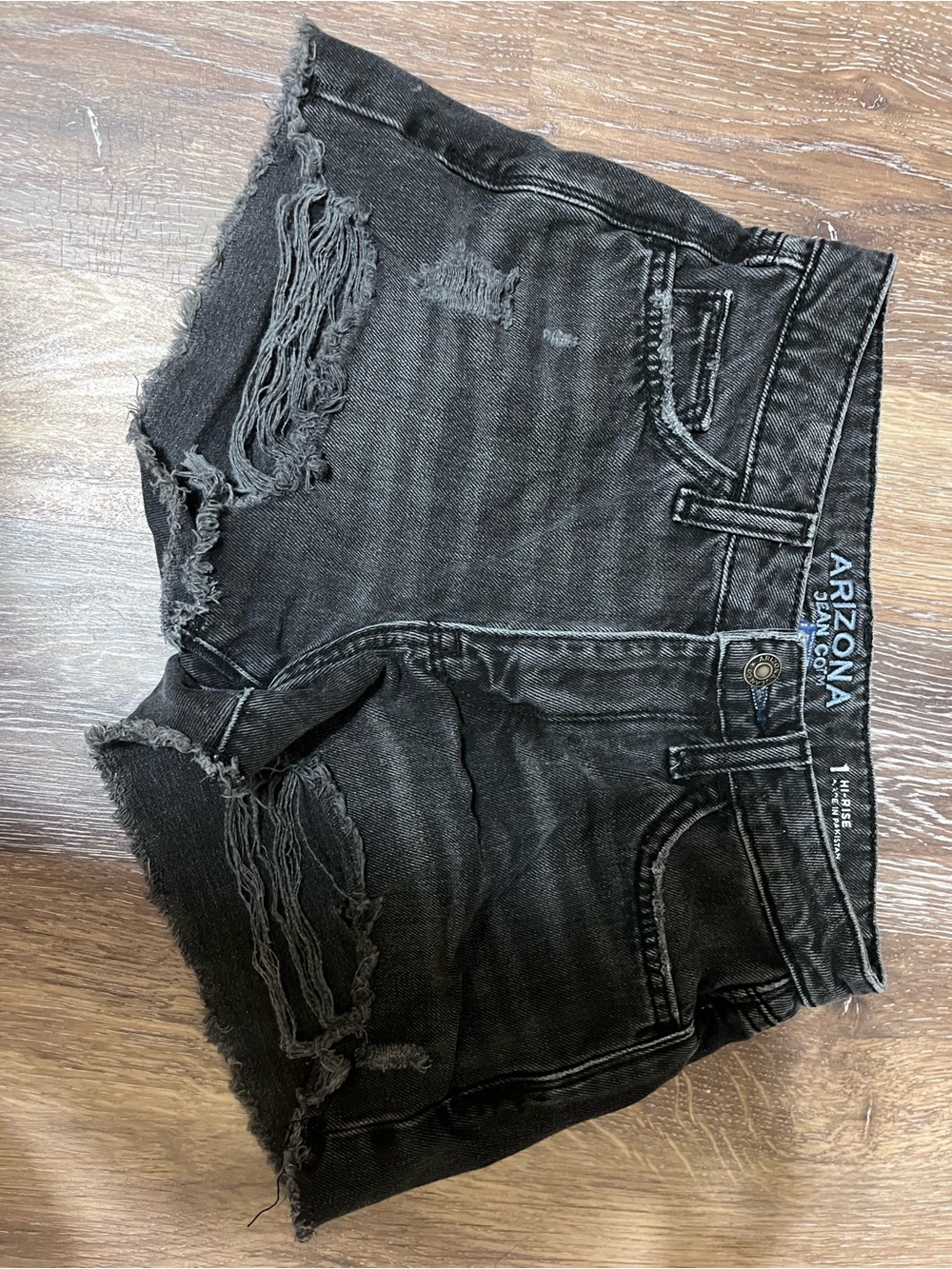 Arizona Jean Company Women's Distressed Black Denim Shorts
